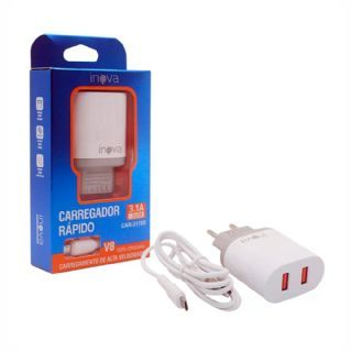 Carregador Inova Rpido V8 3.1A  2 Entradas USB - CAR03